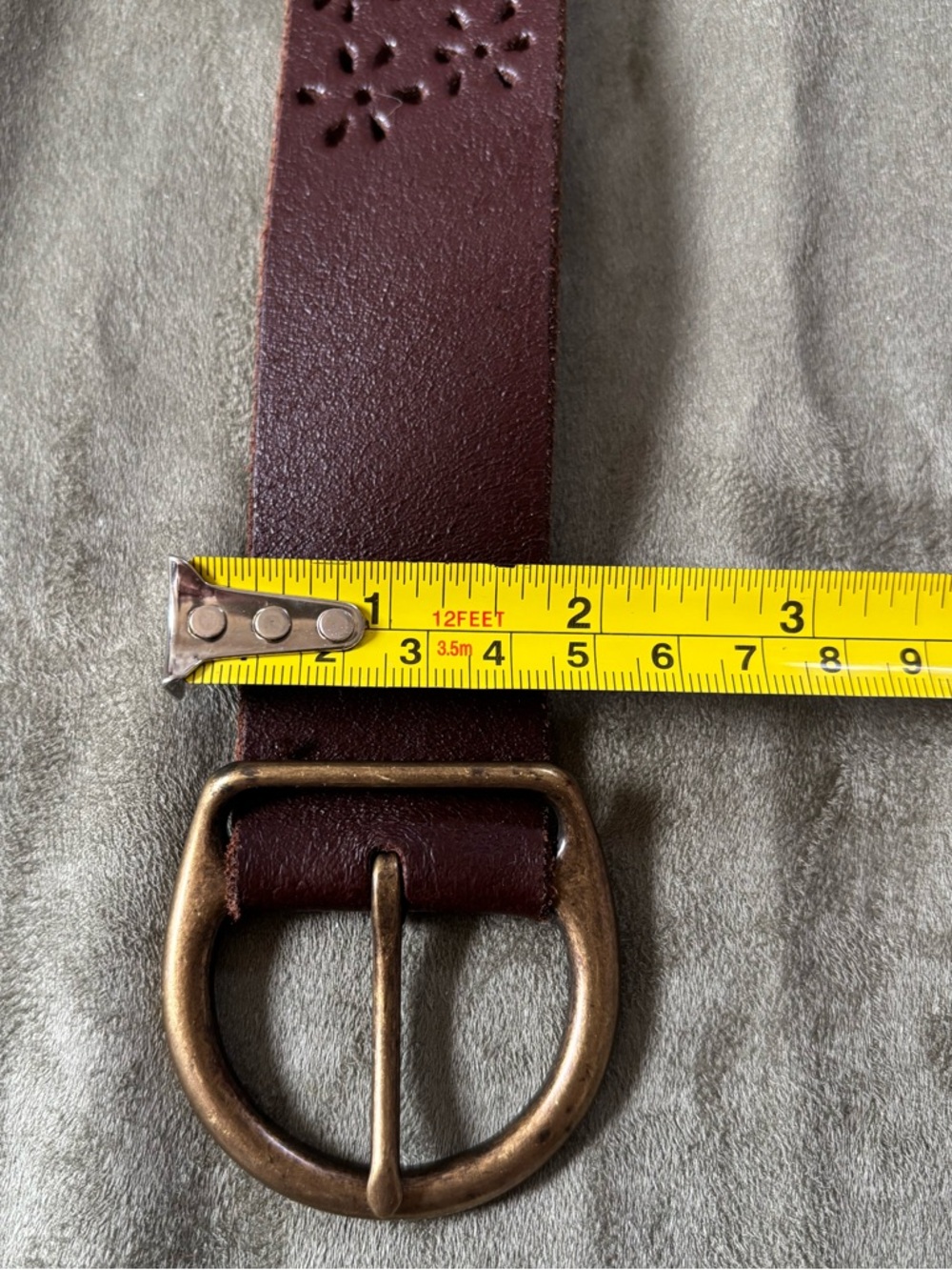 ITALIAN LEATHER Vintage Boho Style Floral Cutout Belt SZ M/L 42”, Made in USA - Picture 16 of 16